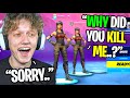 I killed a RENEGADE RAIDER then added him in Fortnite... (he confronted me)