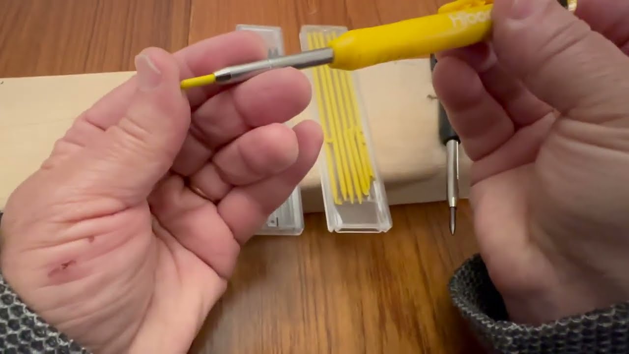 2 Pack Solid Carpenter Pencil with 14 Refill, Long Nosed Deep Hole Mechanical Marker