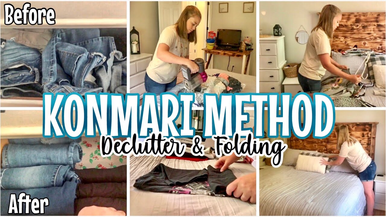 Konmari Method Clothing Declutter & Folding | Closet Declutter With Me ...