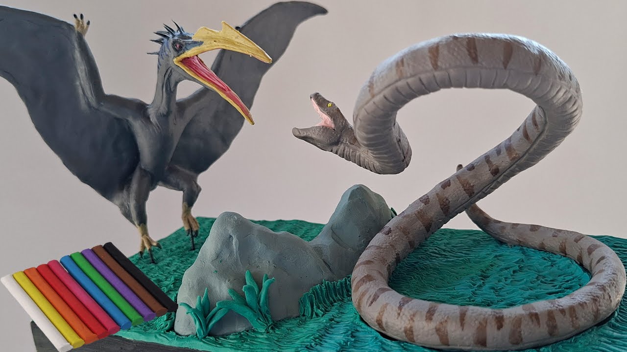 QUETZALCOATLUS VS TITANOBOA WITH CLAY/PLASTILINA. "Jurassic world rebirth"