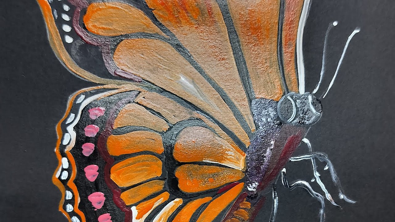 "Grace in Contrast: Orange & Black Butterfly Beauty"Butterfly painting step by step 🦋🦋🦋