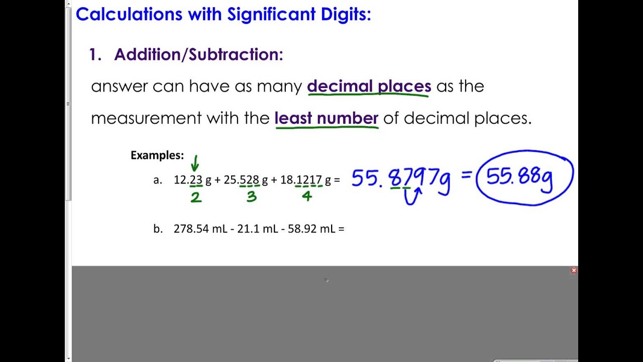 Ch 2 Addition & Subtraction sig digs & decimals) - YouTube