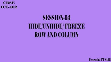 Spreadsheet: Hide/ Unhide/ Freeze rows and column In MS Excel, Information Technology-402, Class X