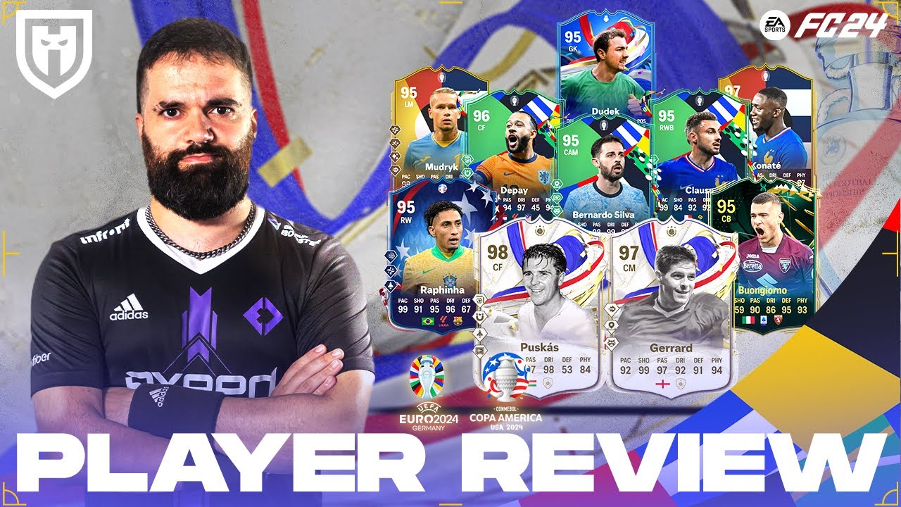PUSKAS 98 GERRARD 97 KONATE 97 MUDRYK 95 SILVA 96 RAPHINHA 95 CLAUSS 95 DEPAY 96 BUONGIORNO 95 FC24