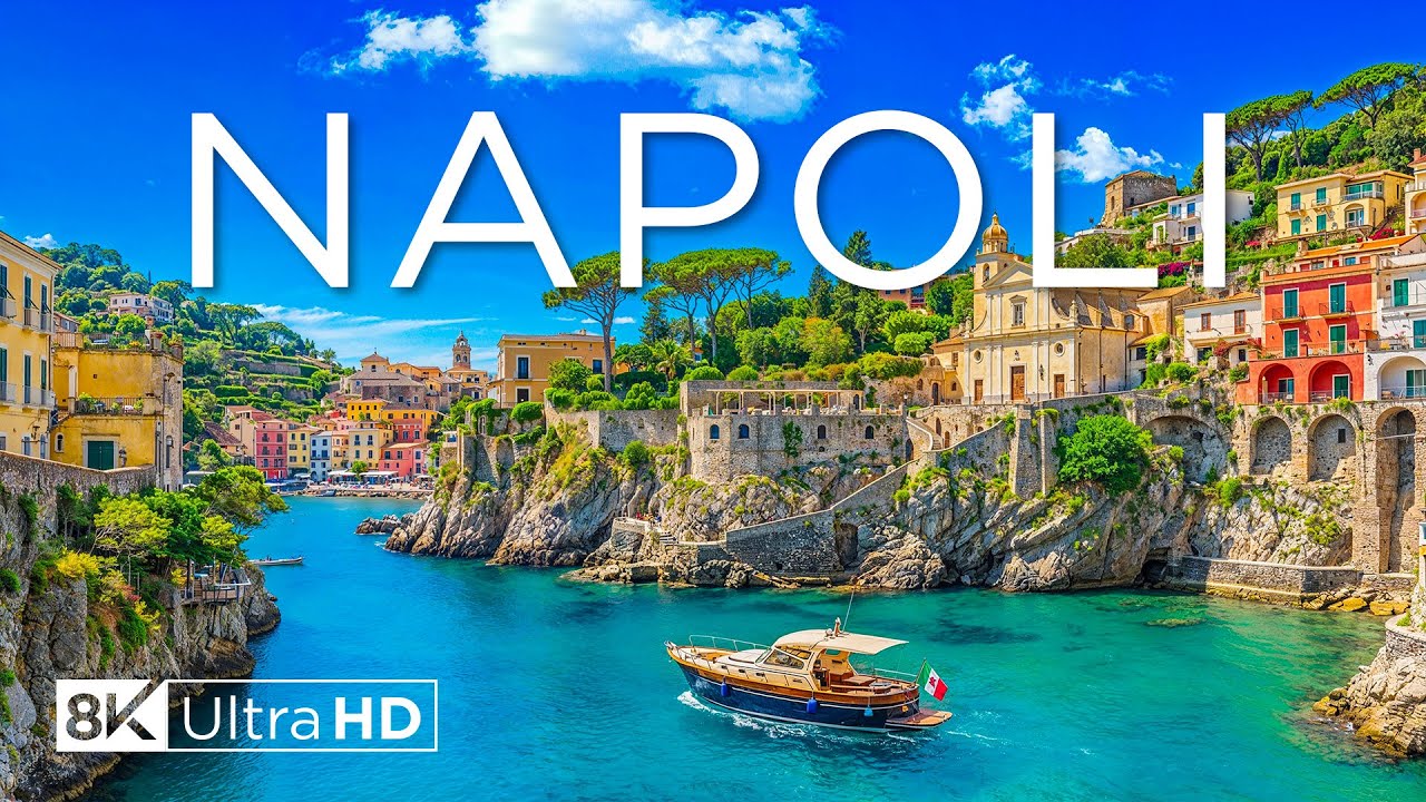 Неаполь, Италия, 8K – Где старинные улицы встречаются с бескрайней синевой Средиземного моря