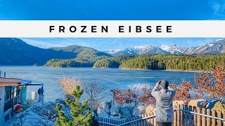 Eibsee is Frozen Famous Lake Bavaria Germany HD