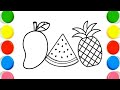 Buah Segar Bergizi Menggambar, Melukis, Mewarnai untuk Anak &amp; Balita 🍓🍎🍐🍒🍌🍇 Buah Sehat #404