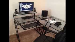 glass l shaped computer desk computer desks glass glass desk office