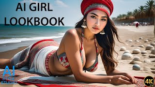 4K Ai Art Lookbook Video Of Ai Girl ｜ Romantic Rhythms With A Sensual Uzbekistani Beauty