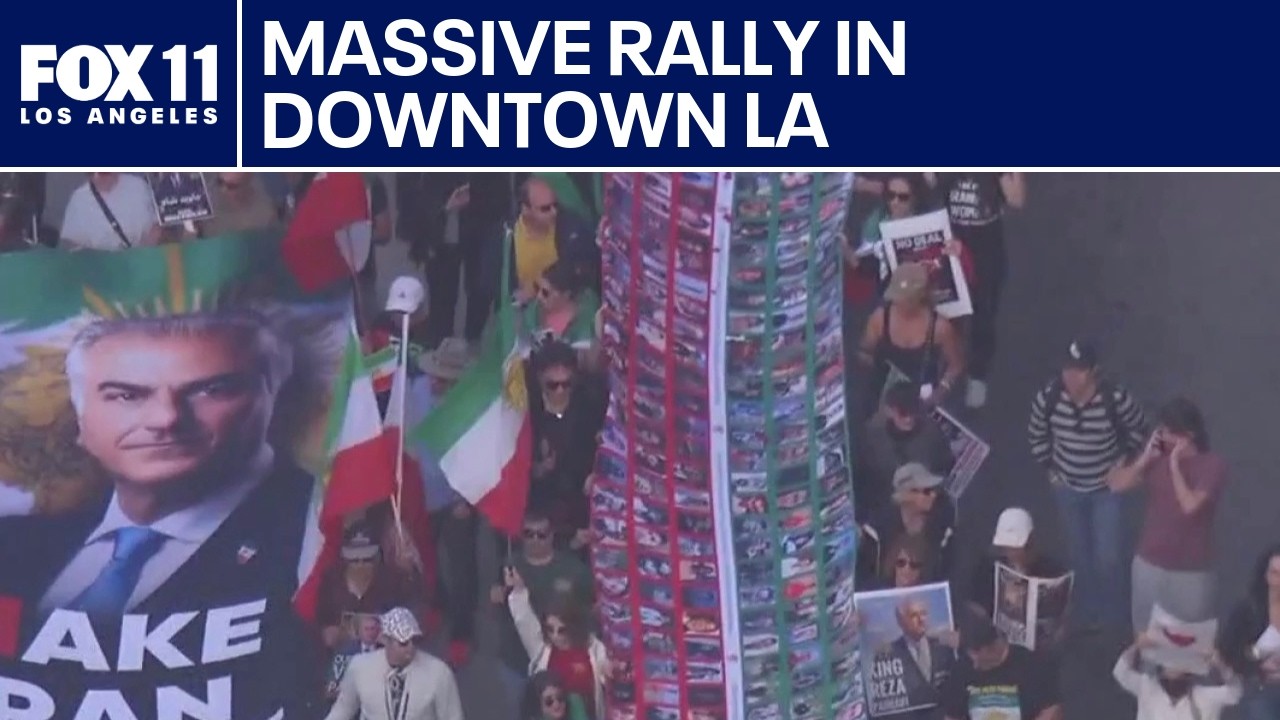 Thousands rally in downtown LA for Iranian regime change