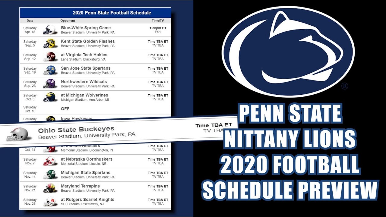 PENN STATE NITTANY LIONS 2020 FOOTBALL SCHEDULE PREVIEW YouTube