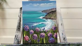 How To Paint Overlooking The Sea  PERSPECTIVE  EASY step by step for beginners