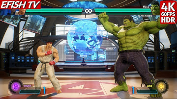 Ryu & Chun-Li vs Hulk & Black Widow (Hardest AI) - Marvel vs Capcom: Infinite | 4K 60FPS HDR