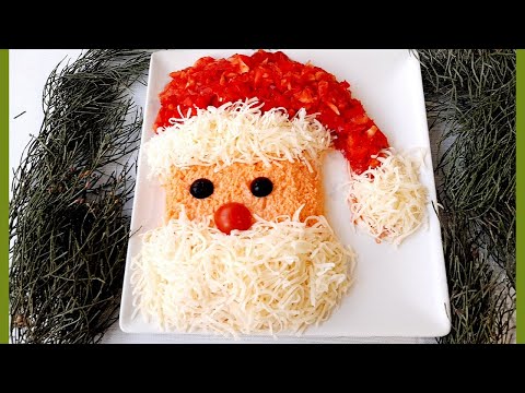 Video: Salad yang indah dan lezat topi Santa Claus