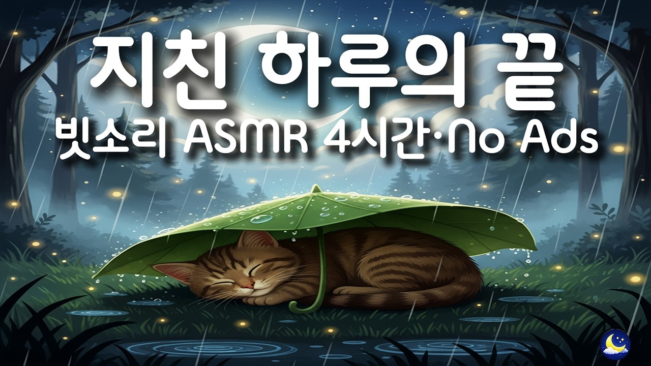 [백색소음] 마음을 달래고 싶을 때 듣는 빗소리 : 지친 하루의 끝 [4시간]  광고 없음