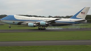 Air Force One Vc-25A Arrives At Prestwick Airport With President Trump Onboard Usaf C-32A