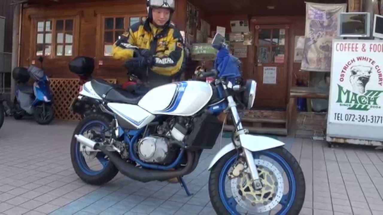 可愛い女性とタンデム 青い彗星の流れ星 RZ250フルカスタム RZ250改
