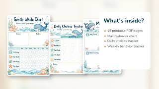 The Gentle Whale Choice | Behavior Chart for Kids | Printable PDF | Etsy | 06