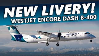 NEW LIVERY! WestJet Encore Dash 8-400 at Calgary Airport! (4K)