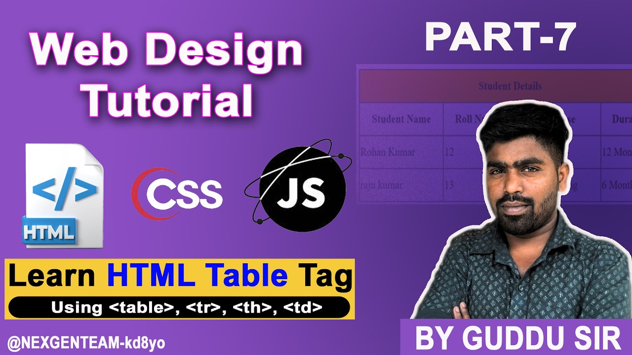 Ch - 7 HTML Table Tag Tutorial in Hindi | Learn Table in HTML for ...