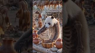 Ancient Panda Coffee Shop ☕🐼 | A Story Before Time Began #shorts