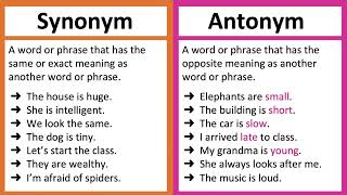 Grade 6 English Synonym and Antonyms