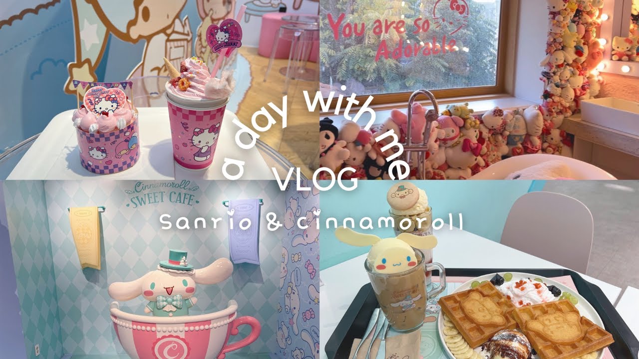 vlog a day with me ♡ Sanrio & Cinnamoroll cafe in hongdae 산리오코리아 시나모롤