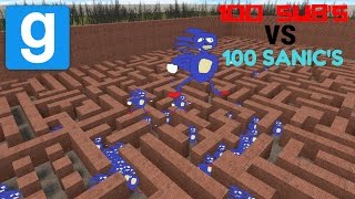 Garry's Mod sandbox 100 NEXTBOT SANIC MAZE SURVIVAL