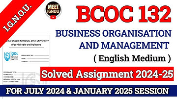 BCOC 132 Solved Assignment 2024-25 // Business Organisation and Management // #bcoc132 #bcoc #BCOC