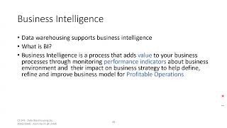 Data Warehouse and Business Intelligence