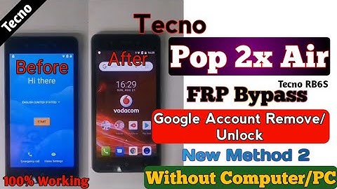 TECNO Pop 2x Air (TECNO RB6S) FRP Bypass New Method 2 Google account Remove Without PC Android 8.1.0