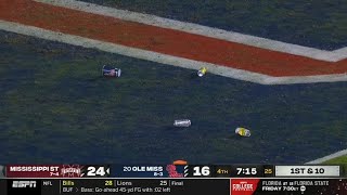 Ole Miss fans throw trash on field after controversial fumble call vs Miss State