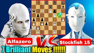 7 Brilliant Moves in One Game !! Stockfish 15 Vs Alfazero 2022 | Chesscom | Chess strategy screenshot 4