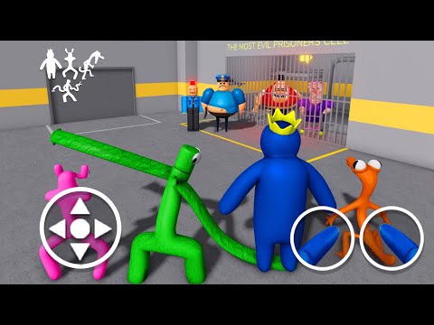 All Rainbow Friends SPEED RUN in 4 Scary Obby: Barry Prison, Siren Cop, Mr.Stinky Detention