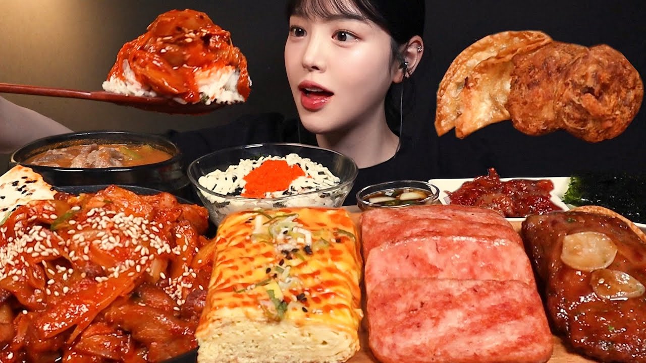 SUB)푸짐한 집밥 먹방!🍚매콤짭짤 돼지김치볶음에 스팸 떡갈비 계란말이 돈까스 차돌된장찌개까지 한식 꿀조합 리얼사운드 Home-Cooked Meal Mukbang Asmr