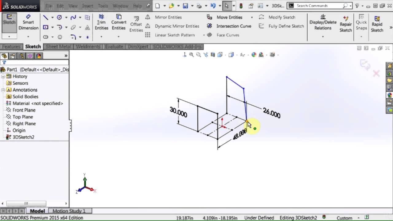 Help Unable to extrude 3D sketch  rSolidWorks