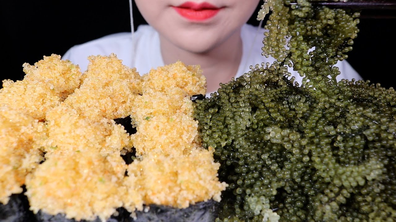 날치알군함 바다포도 먹방 Flying Fish Roe Sushi , Sea Grapes MUKBANG