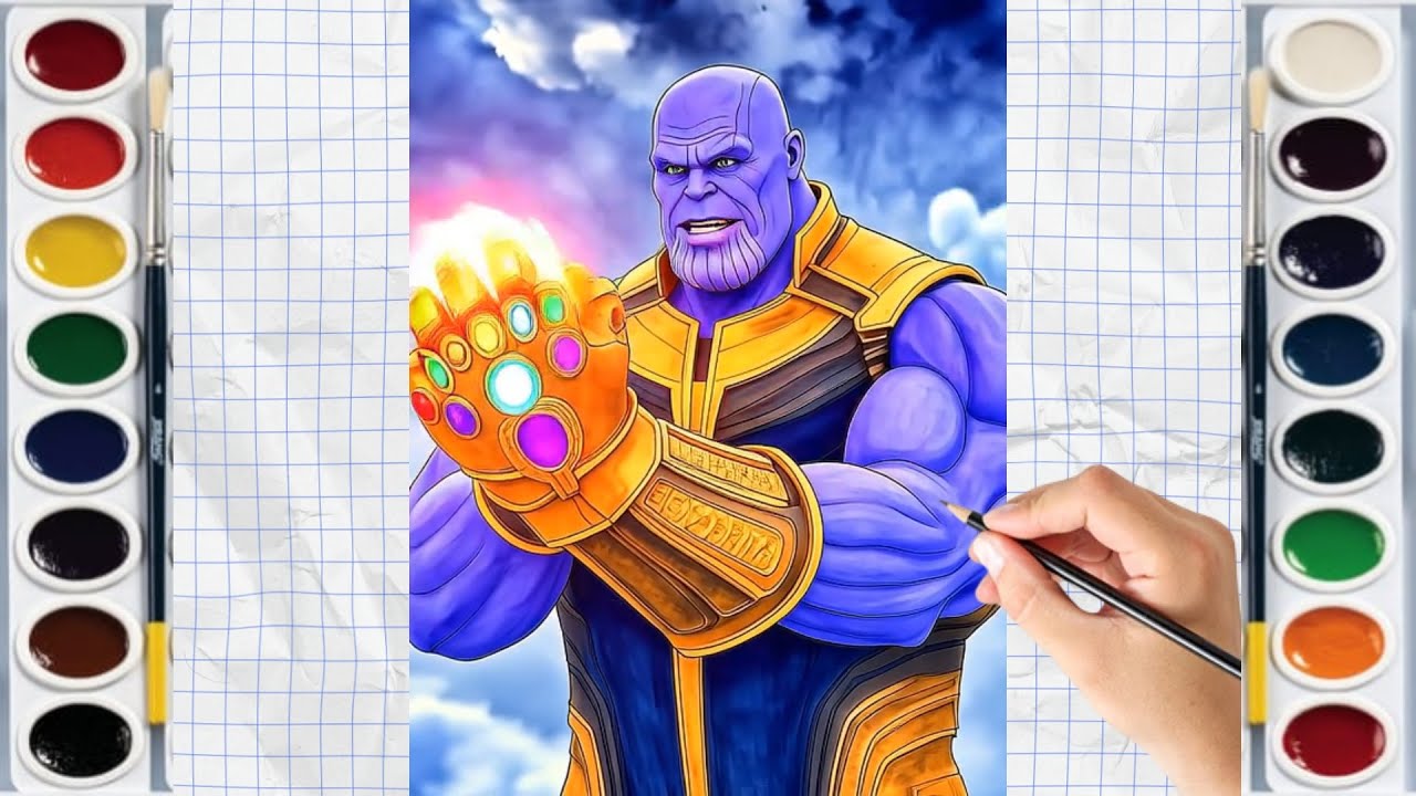 Thanos Drawing Tutorial 🎨 |  Marvel Villain Art 🖌️ | 