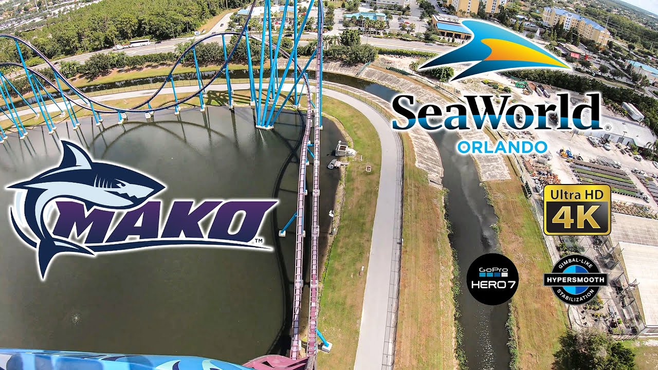 2019 Mako Roller Coaster On Ride Front Seat Ultra HD 4K POV SeaWorld ...