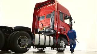 SHACMAN - Cab tilting system 驾驶室的翻转操作