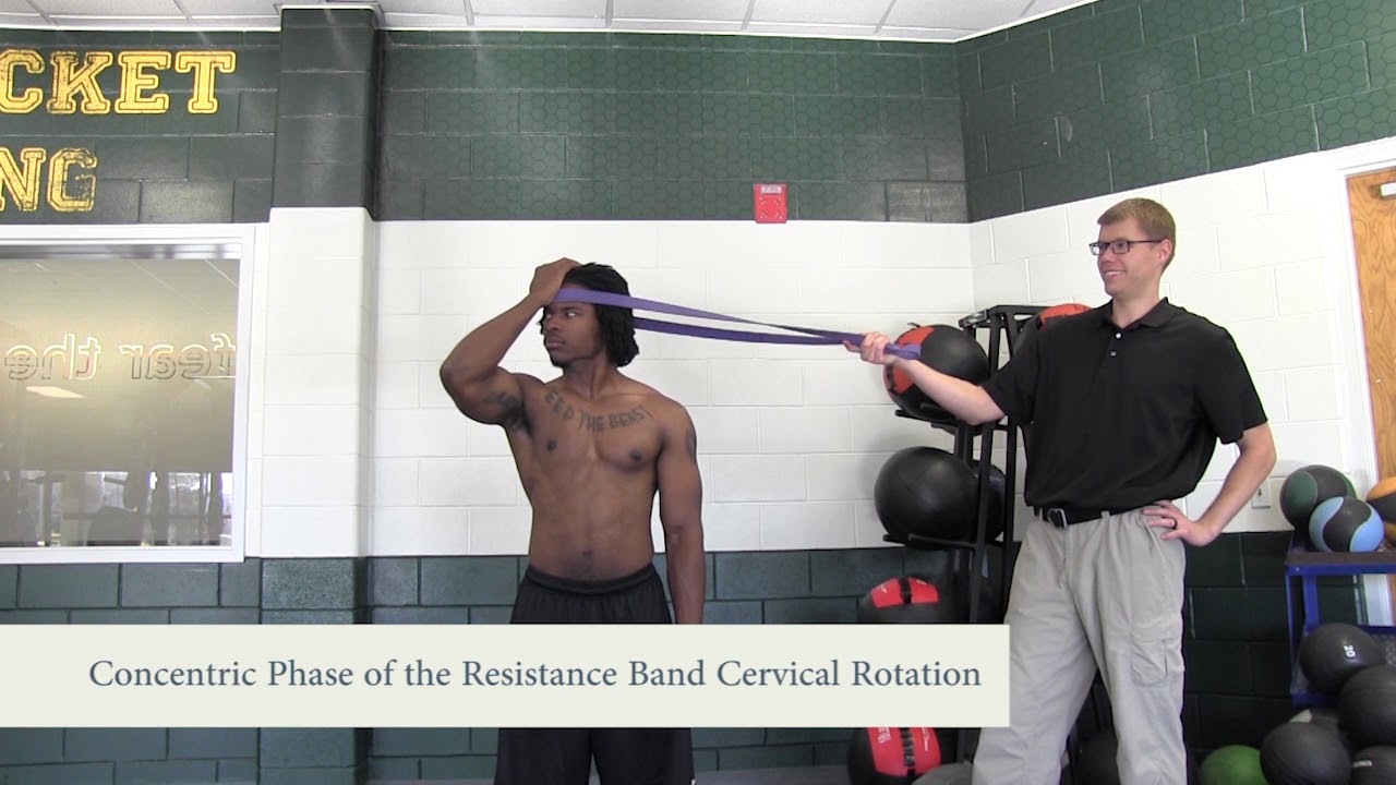 Concentric Phase of the Resistance Band Cervical Rotation - YouTube
