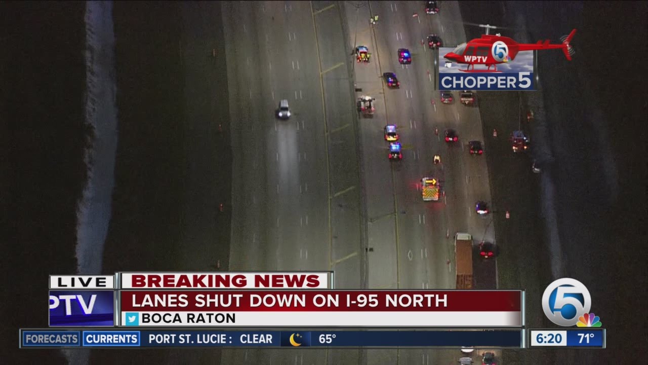 Crash involving trooper closes lanes on I-95 NB in Boca Raton - YouTube