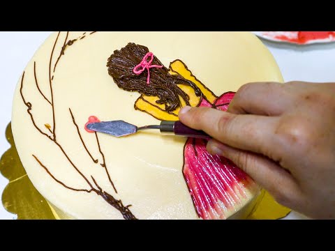 أسرع وأسهل شرح لـ الرسم على الكيك بكريمة الزبدة خطوة بخطوة