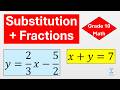 How to Solve Systems with Fractions (Substitution Method Made Easy)