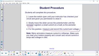 Lab PSS Ohm's Law Procedure