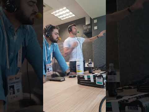 Jimmy Anderson on commentary with Aatif Nawaz