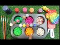 Satisfying Video DIY How To Make Rainbow Square Shapes Full With Glitter Slime Colorful Sprunki ASMR