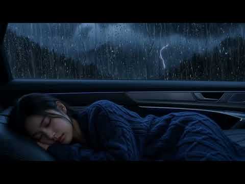 Rain Sounds for Sleeping at Night | Heavy Thunderstorm in Cozy Car to Calm Your Mind for Deep Sleep