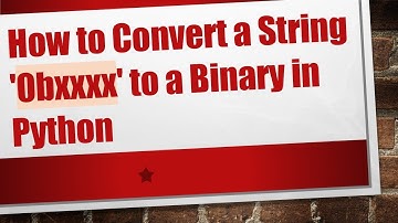 How to Convert a String 
