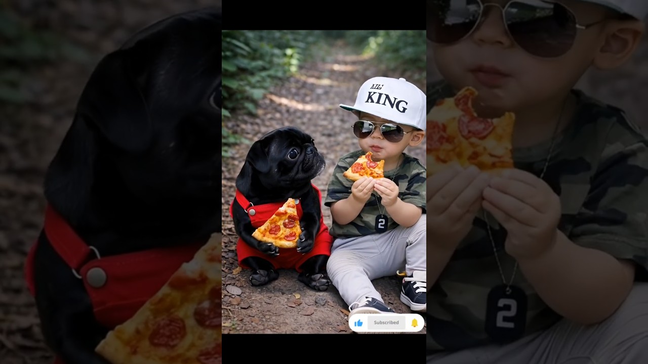 cute baby black pug dog